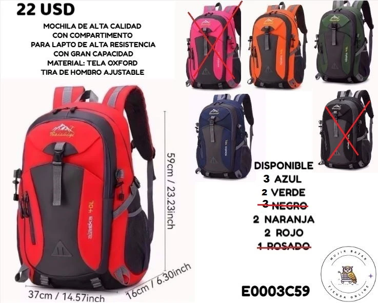 MOCHILA DE GRAN CAPACIDAD CON COMPARTIMENTO PARA LAPTOP's foto | Mujik Bazar |  BizneCubano