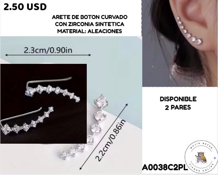 ARETES CURVADOS DE CIRCONIA SINTETICA's foto | Mujik Bazar |  BizneCubano