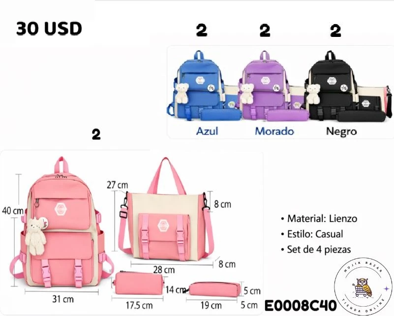 SET DE 4PCS DE MOCHILA's foto | Mujik Bazar |  BizneCubano