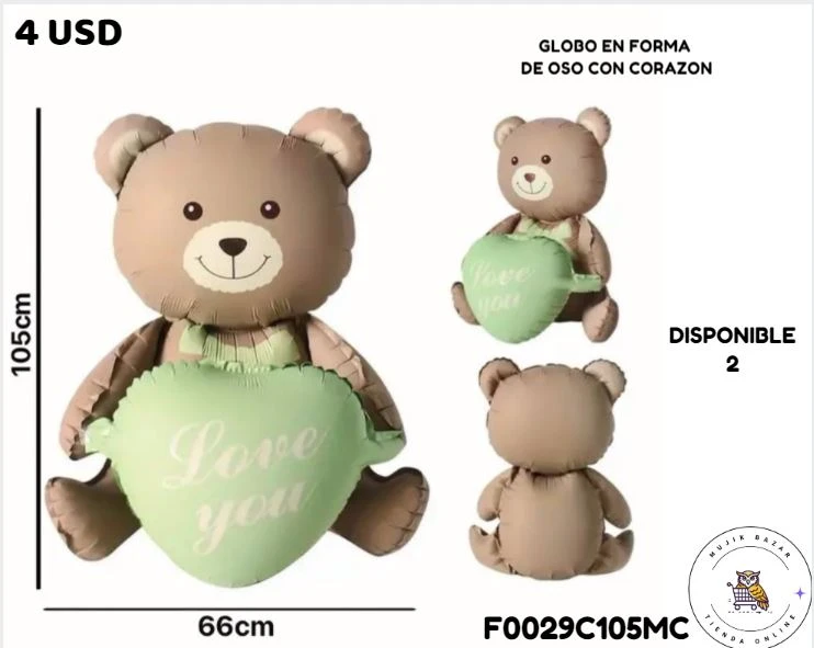 GLOBO EN FORMA DE OSO CON CORAZON's foto | Mujik Bazar |  BizneCubano