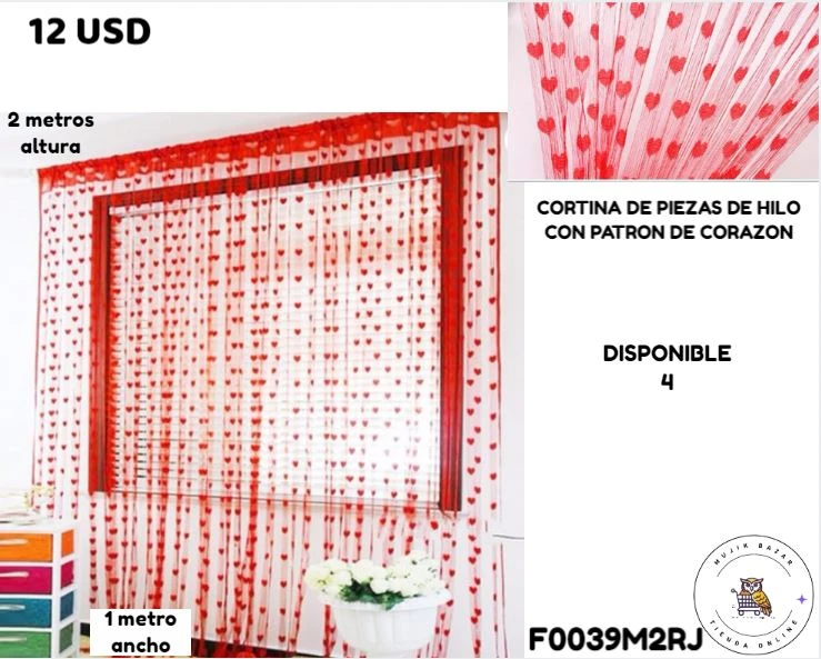 CORTINA DE PIEZAS DE HILO CON PATRON DE CORAZON's foto | Mujik Bazar |  BizneCubano